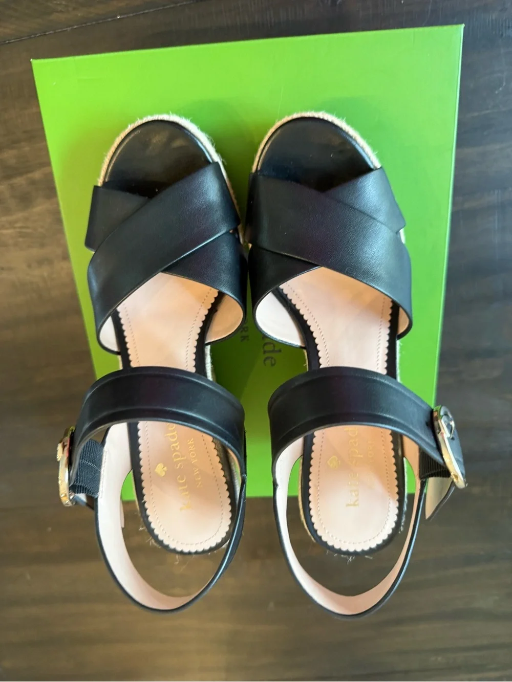 KATE SPADE: Della Wedge; Black, 7.5